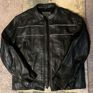 Hot Leathers Men's USA Made Echo Premium Black Leather Motorcycle Jacket
